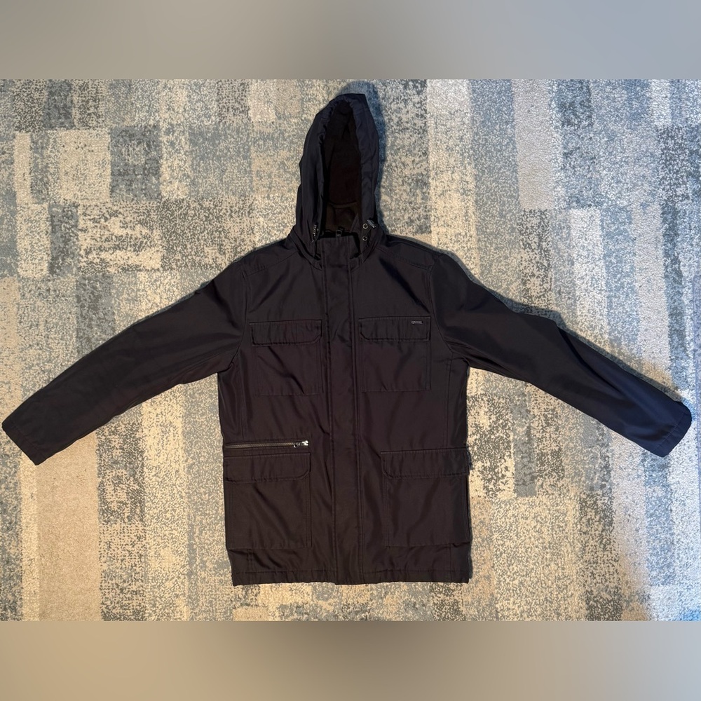 Calvin Klein Navy Blue Lightweight Fall Jacket With Removable Hood